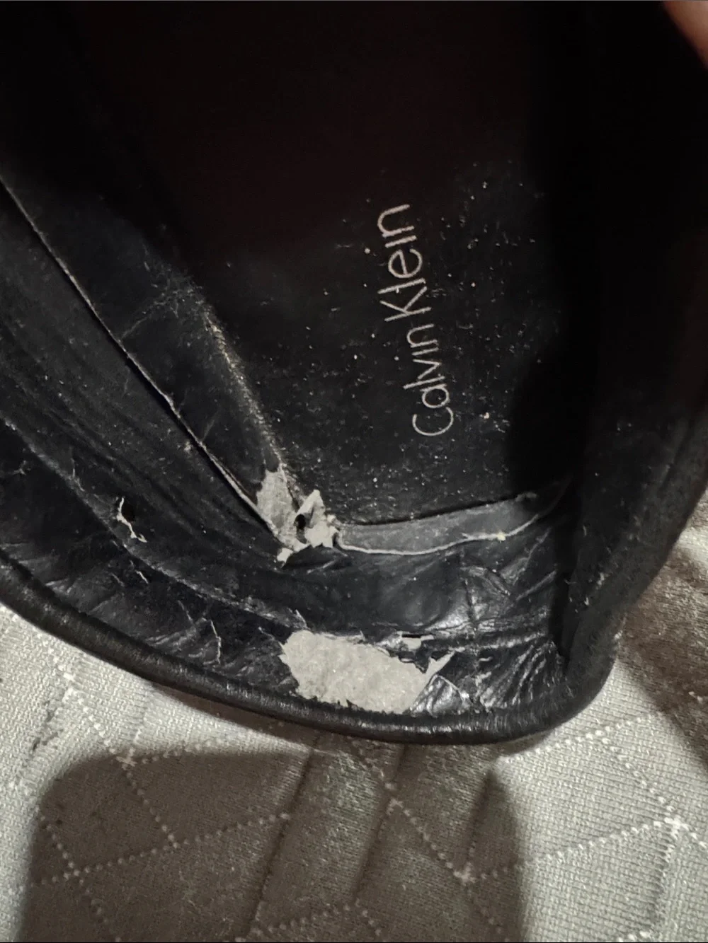 Calvin Klein Black Pebbled Leather Bit-Trim Slip-Ons